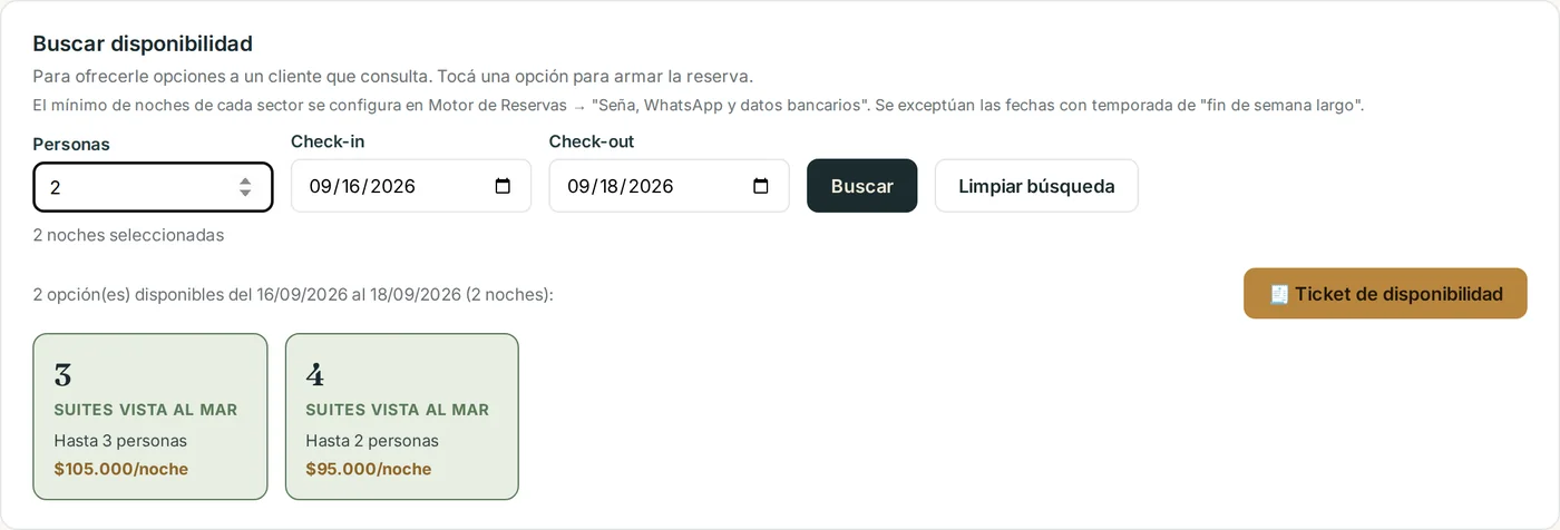 Buscador interno de disponibilidad