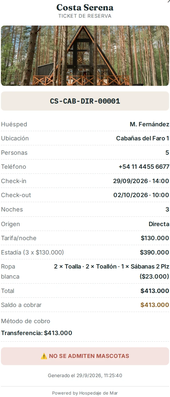 Ticket de reserva