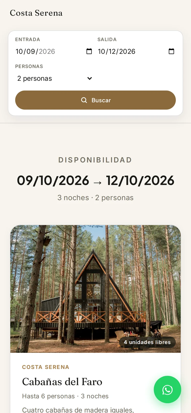 Buscador de disponibilidad en el celular